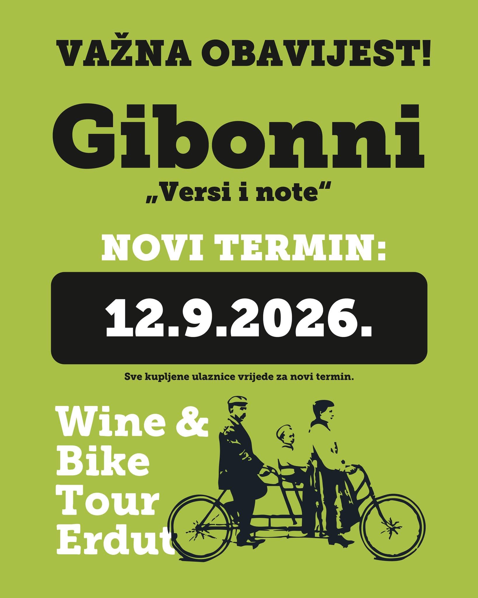 Gibonni DOLAZI NA WINE & BIKE ERDUT 2026.!
